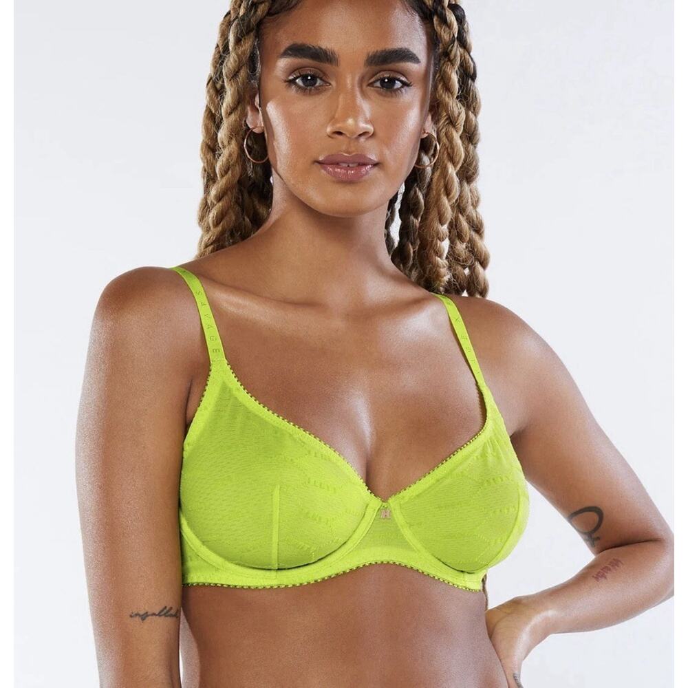 Savage X Fenty FLOCKED LOGO UNLINED BRA Size 40H